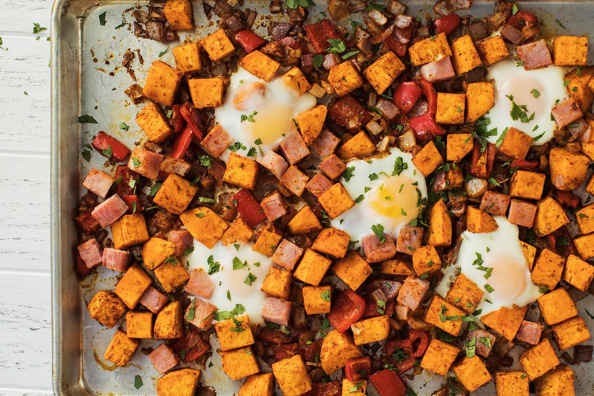 Baked-Eggs-and-Sweet-Potato-Hash