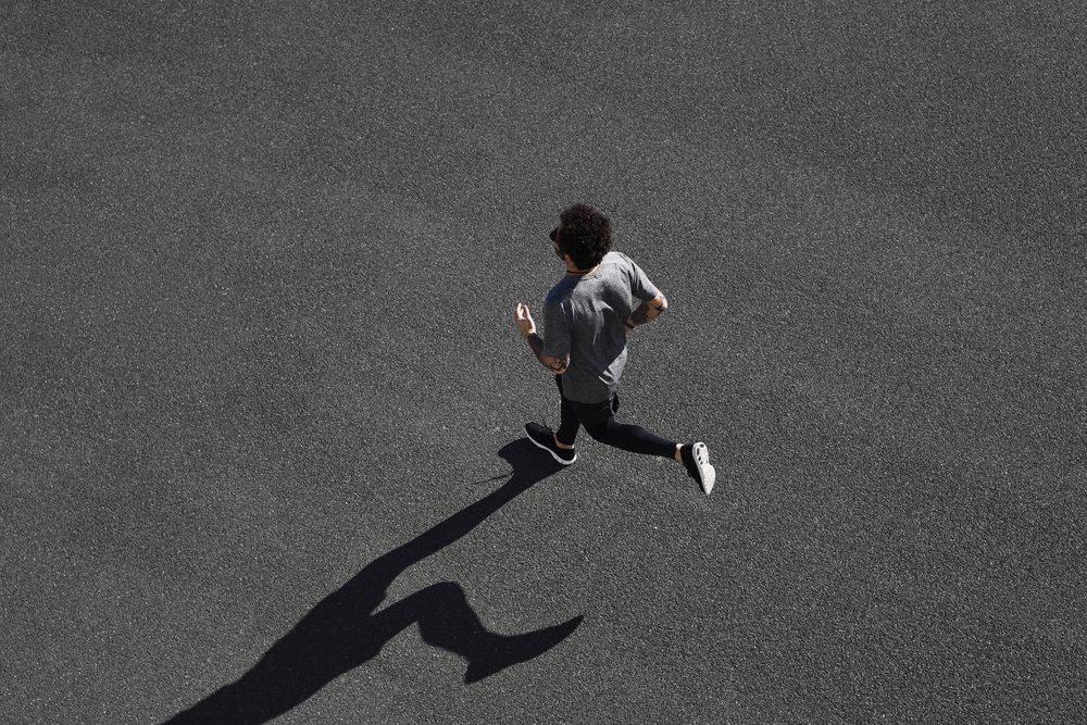Top view athlete runner training 
