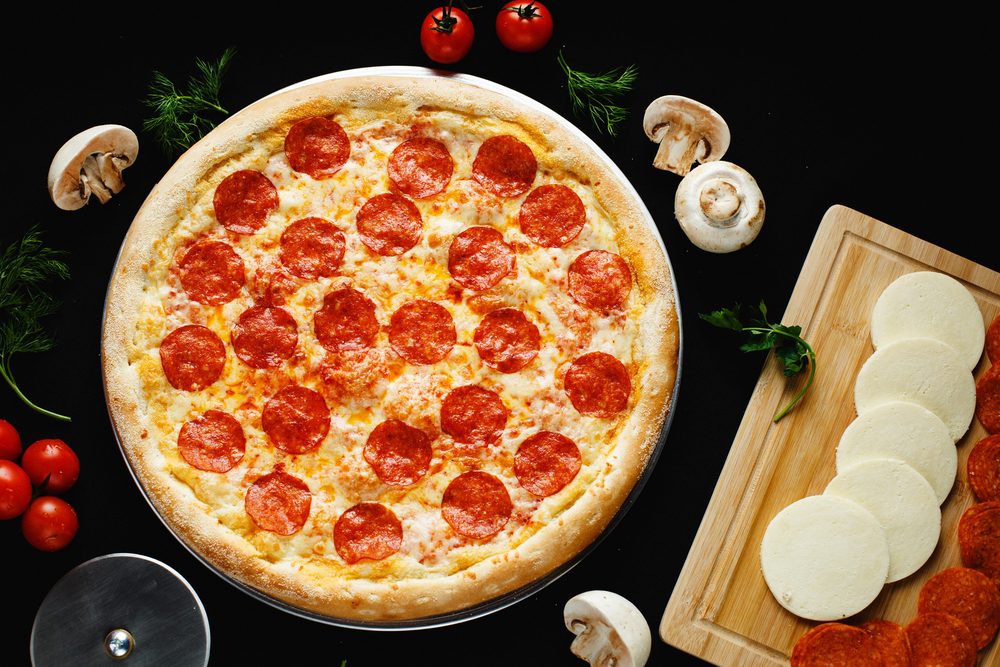 Pizza on black background